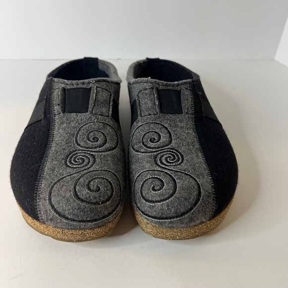 Haflinger Shoes - Womens Haflinger Magic Felted Wool Cork Clogs Gray Black Swirl Design 40EU 9US